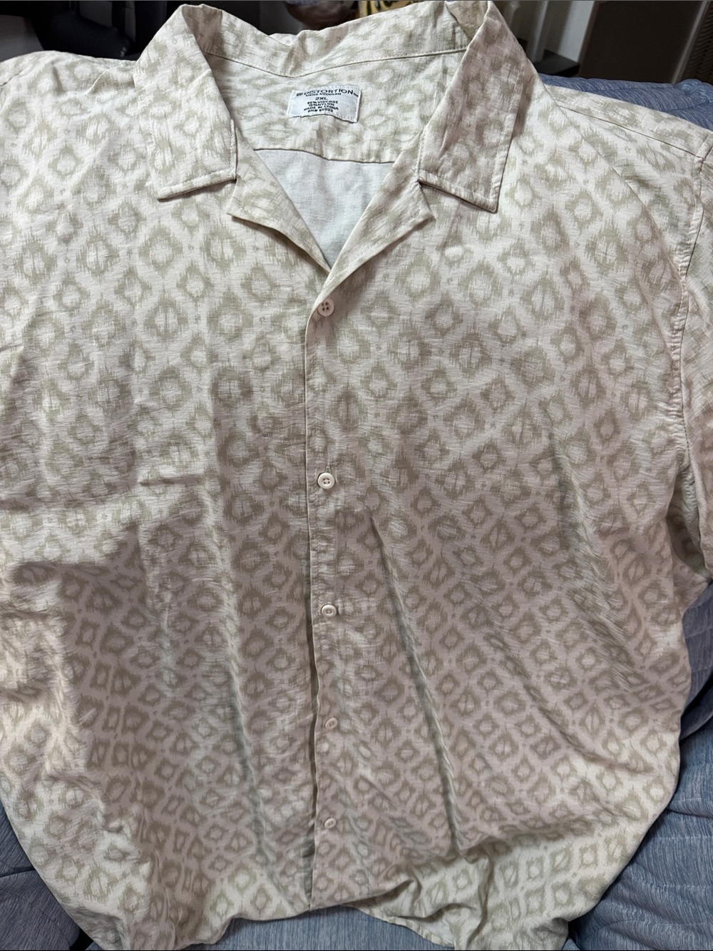 Relaxed Cream Geometric Camp-Collar Shirt - distortion brand